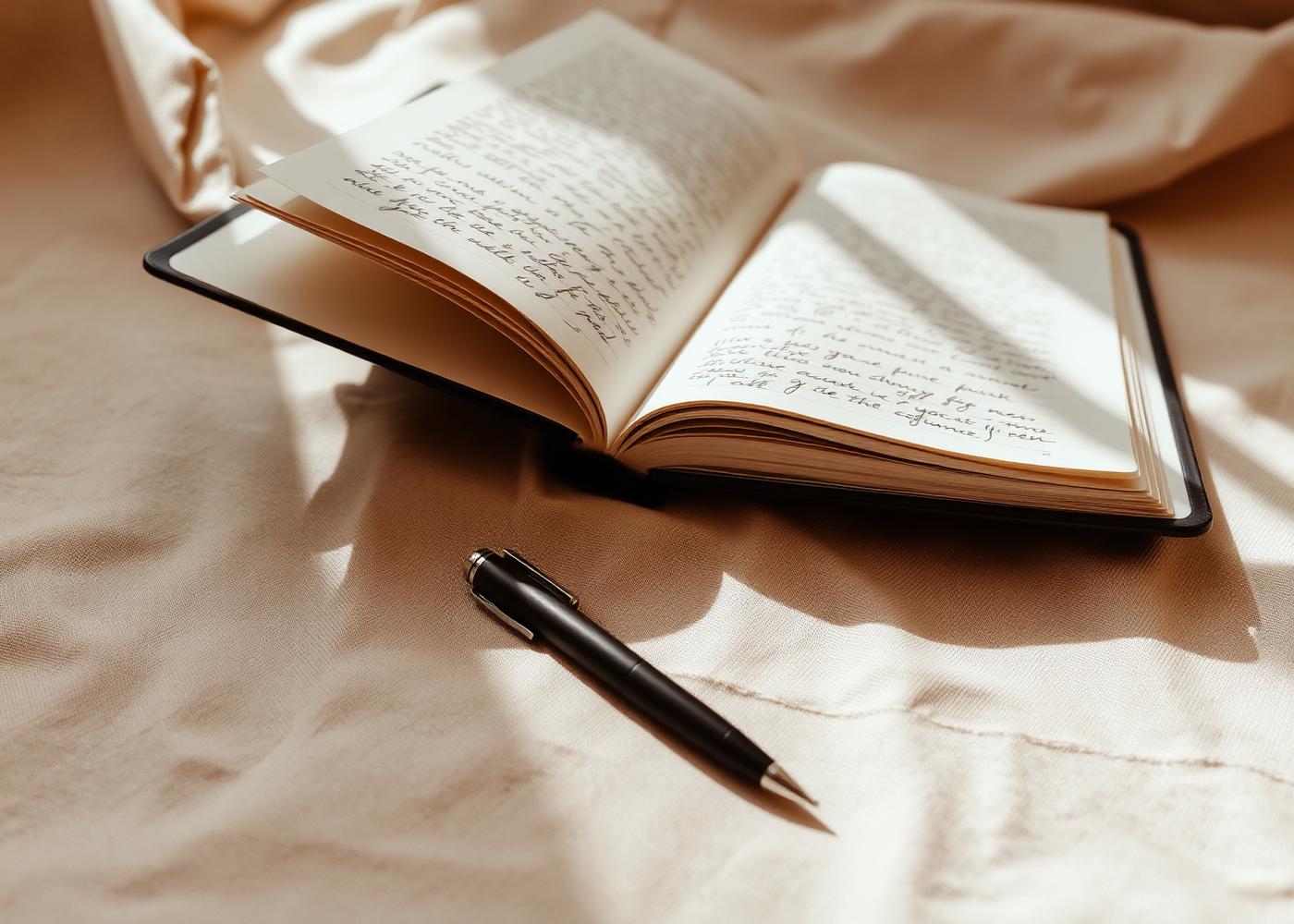 An open notebook with handwritten notes